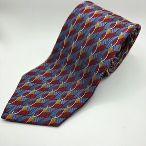Robert Talbot Best of Class Tie Abstract Geometric Blue‎ Red Hand Sewn in USA